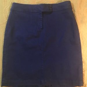 Royal blue cotton straight-line knee length skirt